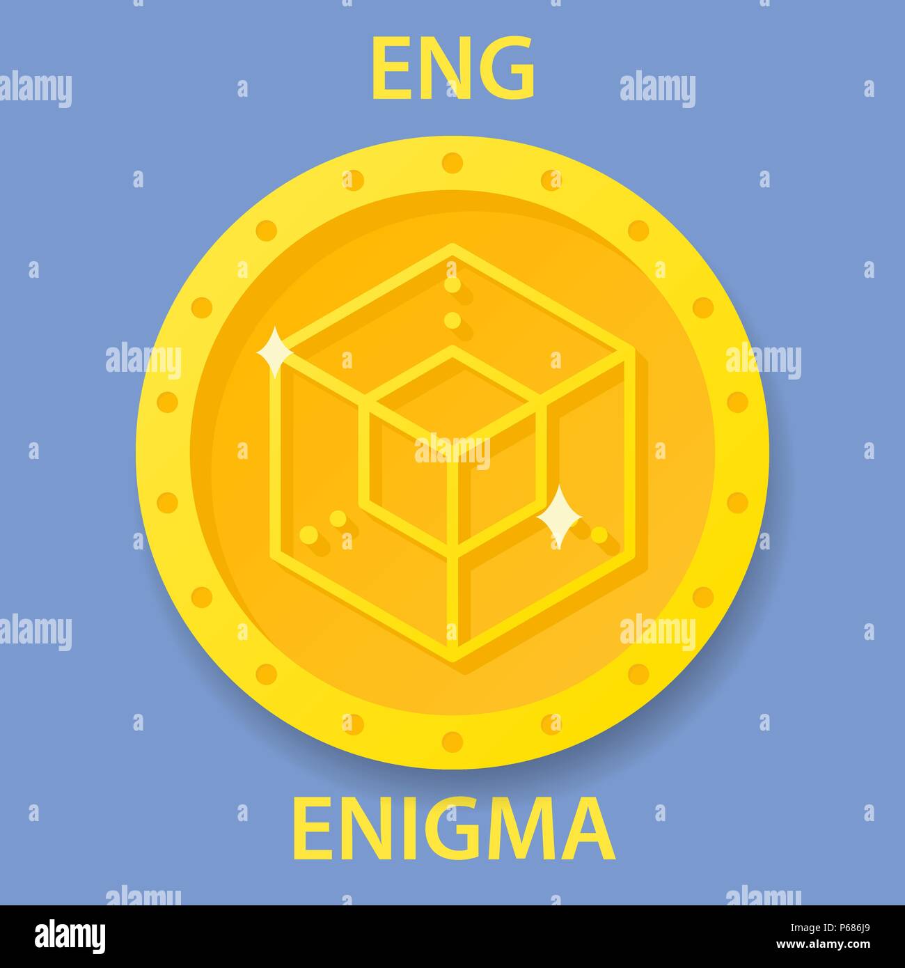 Pièce cryptocurrency blockchain Enigma icône. L'argent électronique virtuel, internet ou cryptocoin symbole, logo Illustration de Vecteur