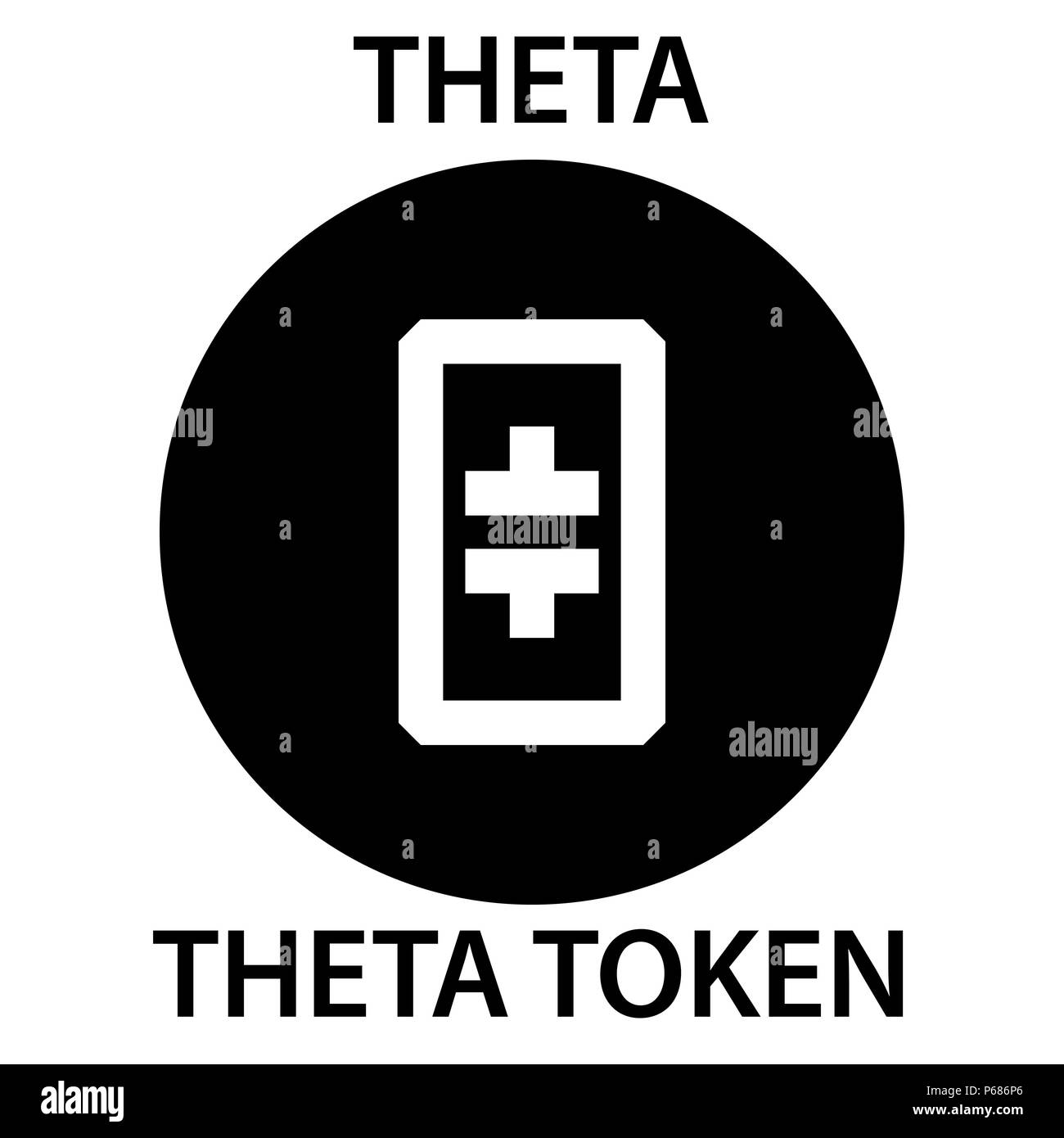 Pièce cryptocurrency blockchain jeton Theta icône. L'argent électronique virtuel, internet ou cryptocoin symbole, logo Illustration de Vecteur