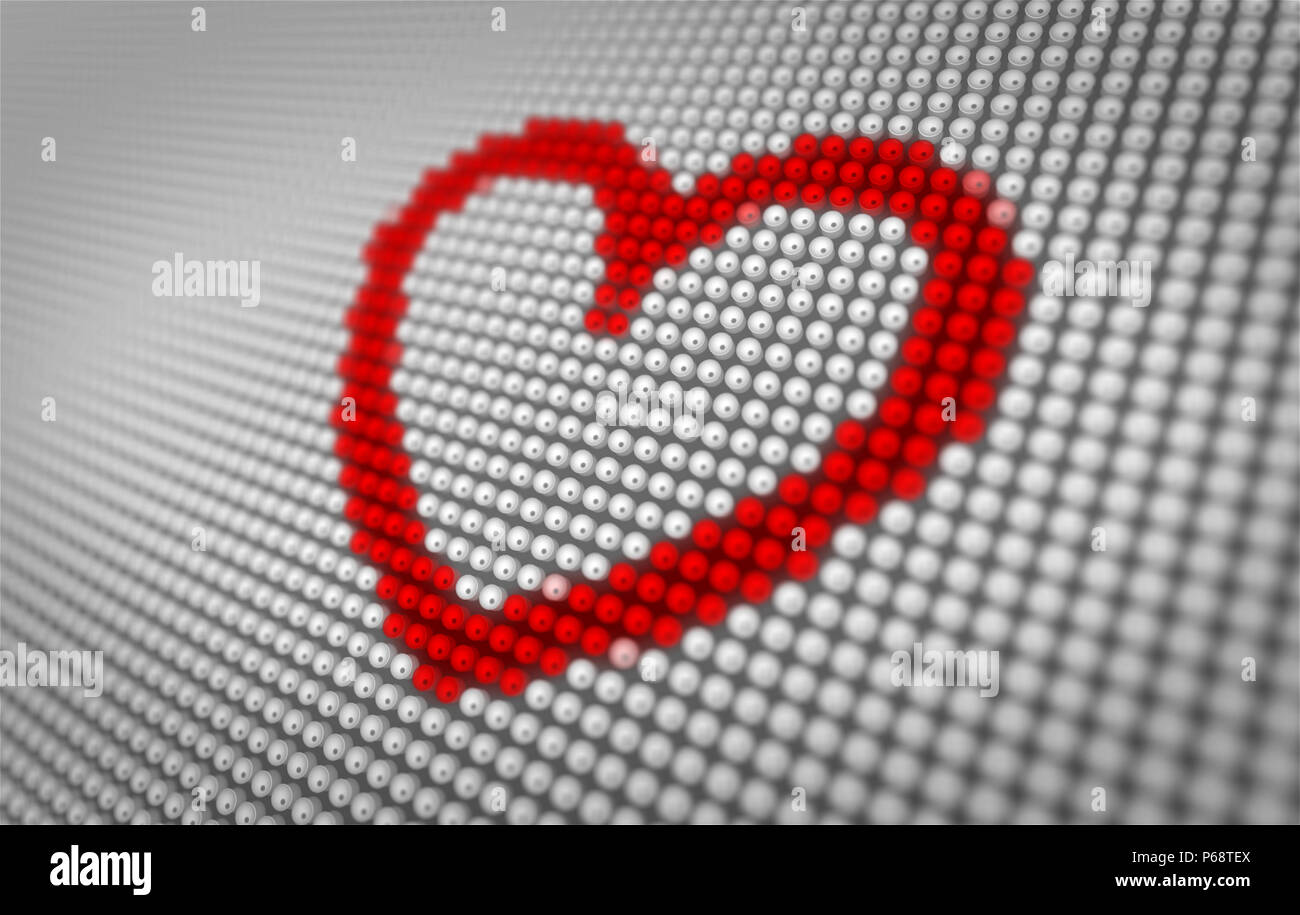 Le symbole du coeur rouge en battant à grand afficheur à LED avec grand pixel. Le symbole de coeur à l'écran concept 3D illustration. Banque D'Images