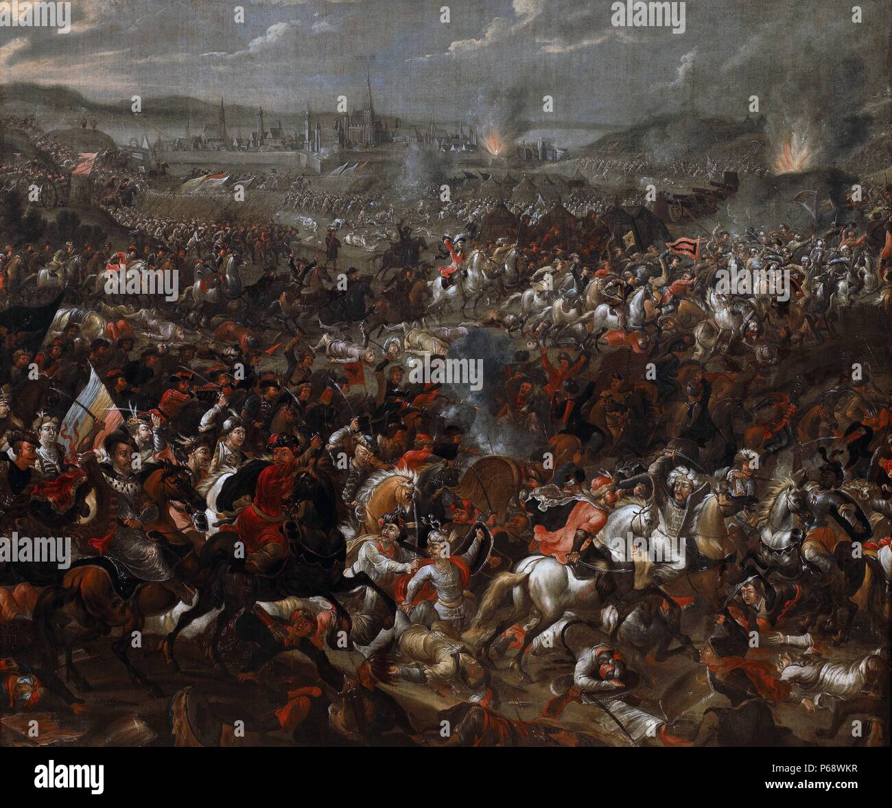 Le roi Jean III Sobieski de Pologne bénédiction attaque contre les Turcs dans la bataille de Vienne 1683. Peint par Juliusz Kossak. Jean III Sobieski (polonais : Jan III Sobieski, le Lituanien : Jonas Sobieskis ; 17 août 1629 - 17 juin 1696), à partir de 1674 jusqu'à sa mort, roi de Pologne Banque D'Images