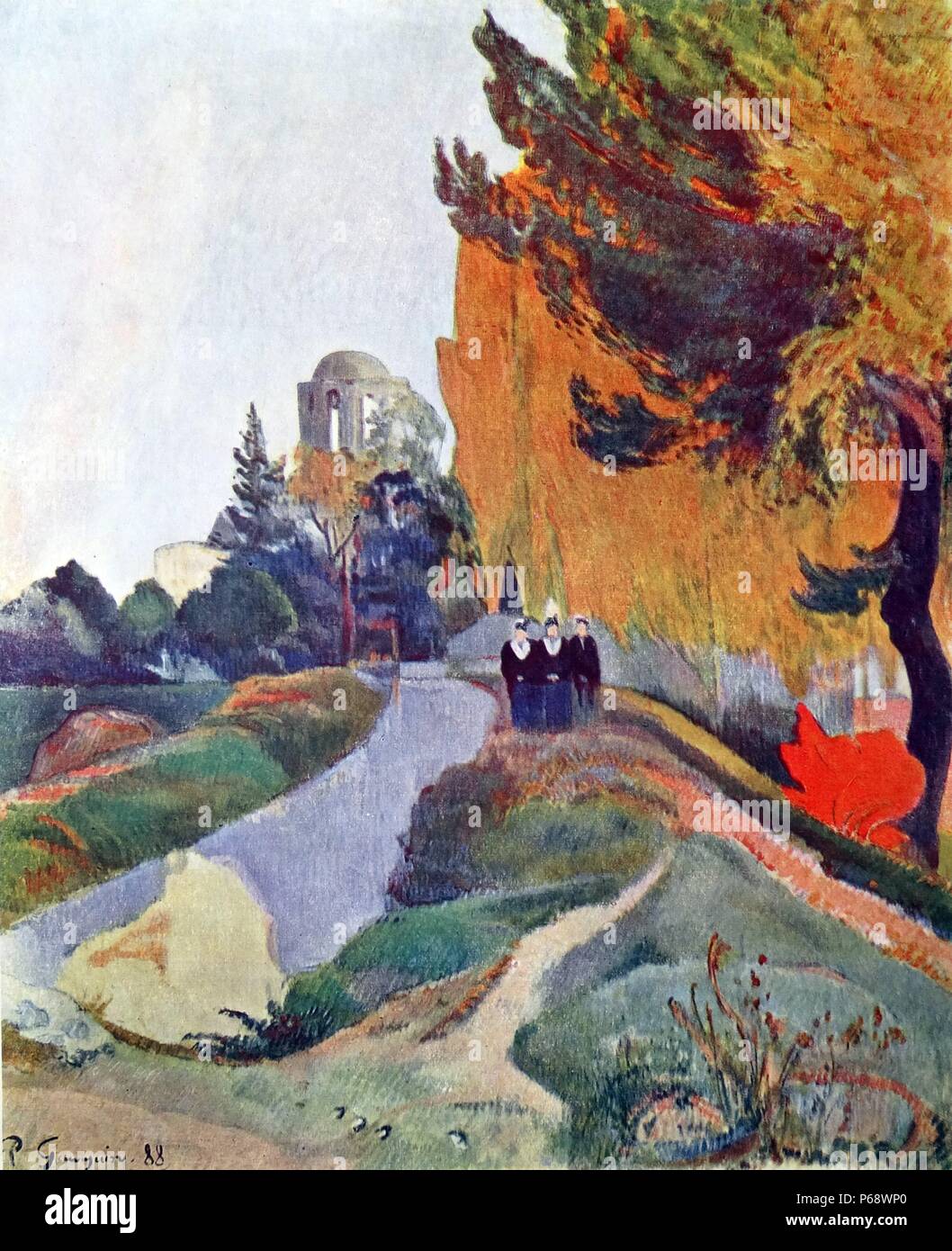 Paysage en Arles près de l'Église St-trophime', 1888 de Paul Gauguin Banque D'Images