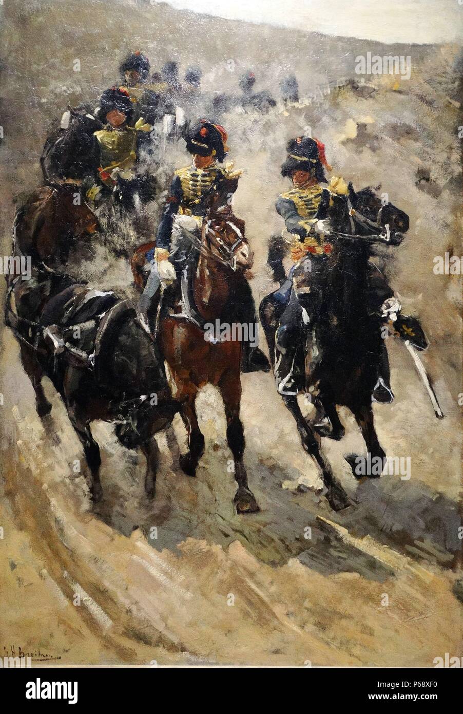 La peinture intitulée 'Le jaune Riders' le corps d'artillerie à cheval d'élite. Peint par George Hendrik Breitner (1857-1923). En date du 19e siècle Banque D'Images