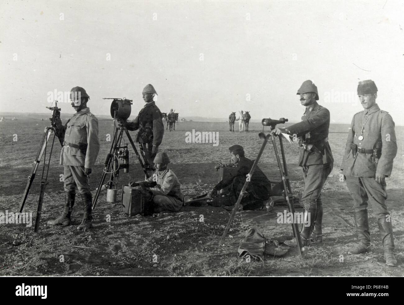 Photographie de l'armée turque héliographe à Huj, Gaza. Datée 1917 Banque D'Images