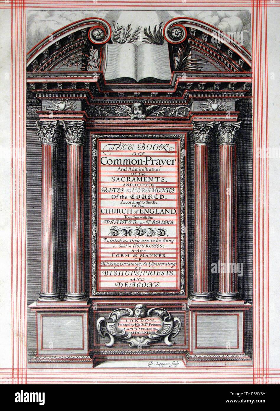 Frontispice du livre de la prière commune. En date du 17e siècle Banque D'Images