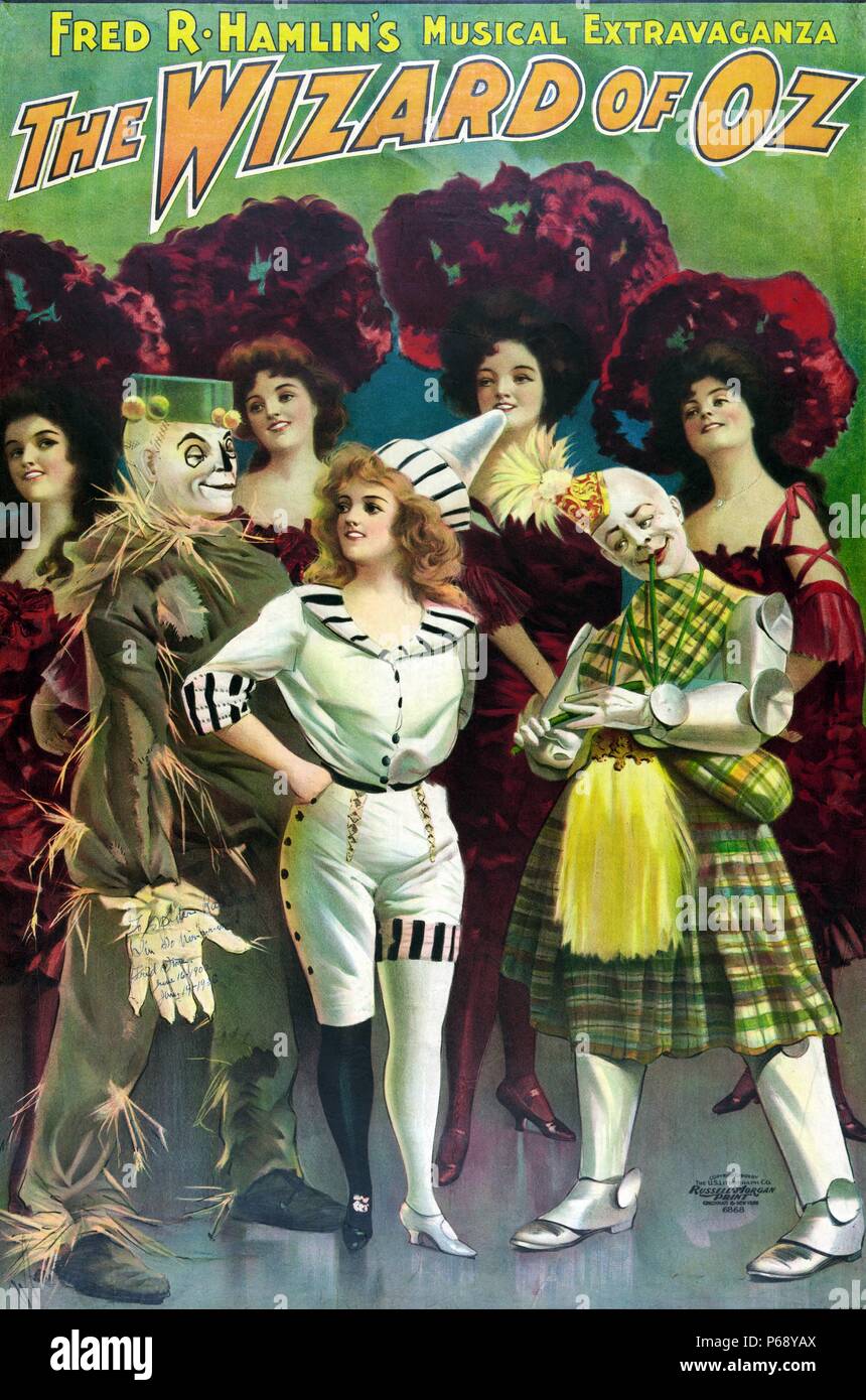 Affiche pour 'The Wizard of Oz' une comédie musicale basée sur le merveilleux Magicien d'Oz par L.Frank Baum. Banque D'Images