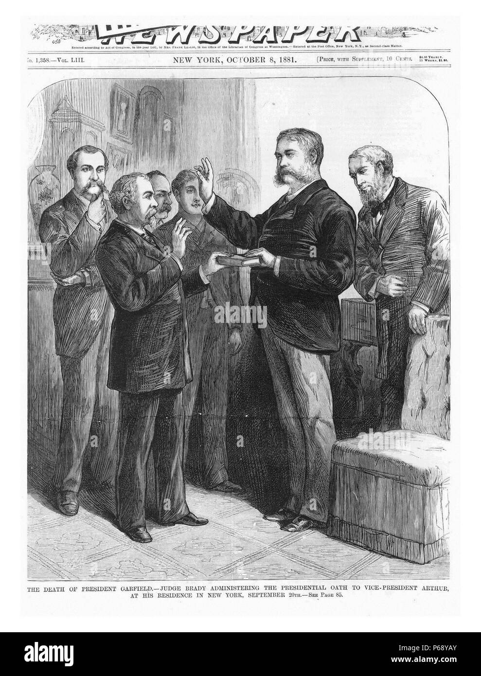 Chester Alan Arthur's Inauguration (1829-1886) 21e président des États-Unis . Datée 1881 Banque D'Images