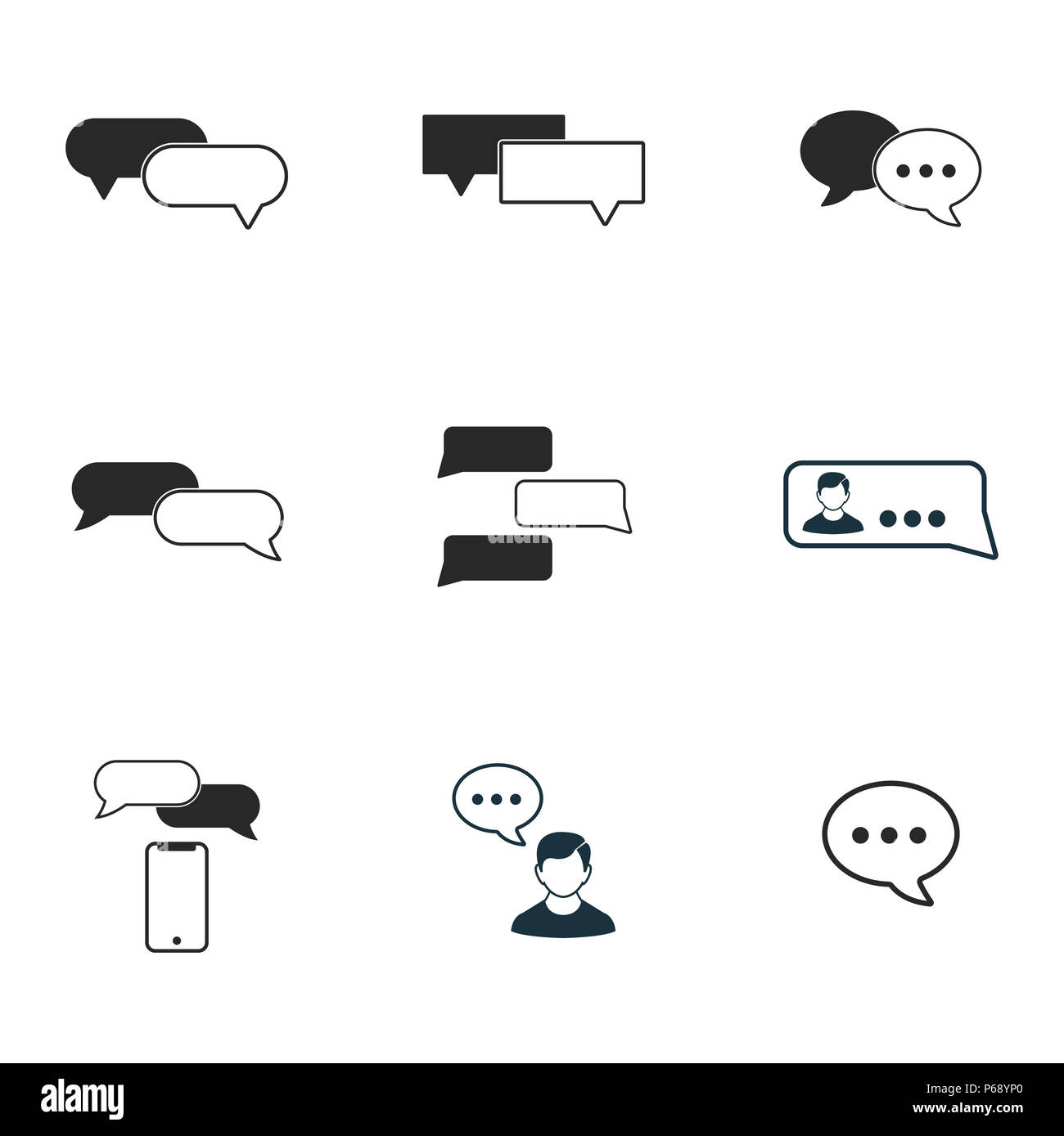 L'icône de chat. L'icône de style de ligne design. L'ASSURANCE-CHÔMAGE. Des illustrations d'icônes de chat. Les pictogrammes ensemble isolé sur blanc. Prêt à utiliser dans la conception de sites web, applications, logiciel, imprimer. Banque D'Images