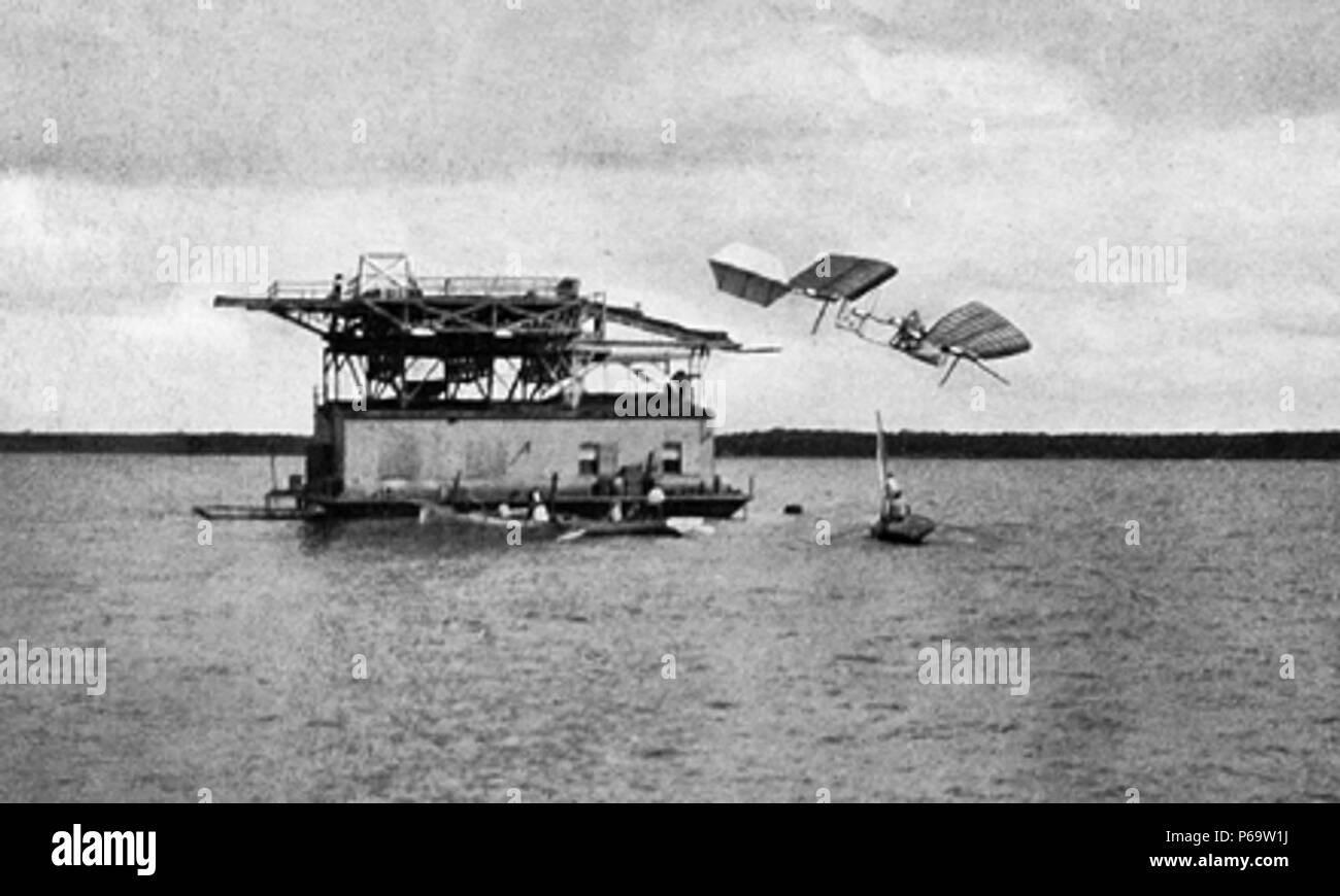 Premier échec de l'aérodrome, Potomac River, le 7 octobre 1903 Banque D'Images