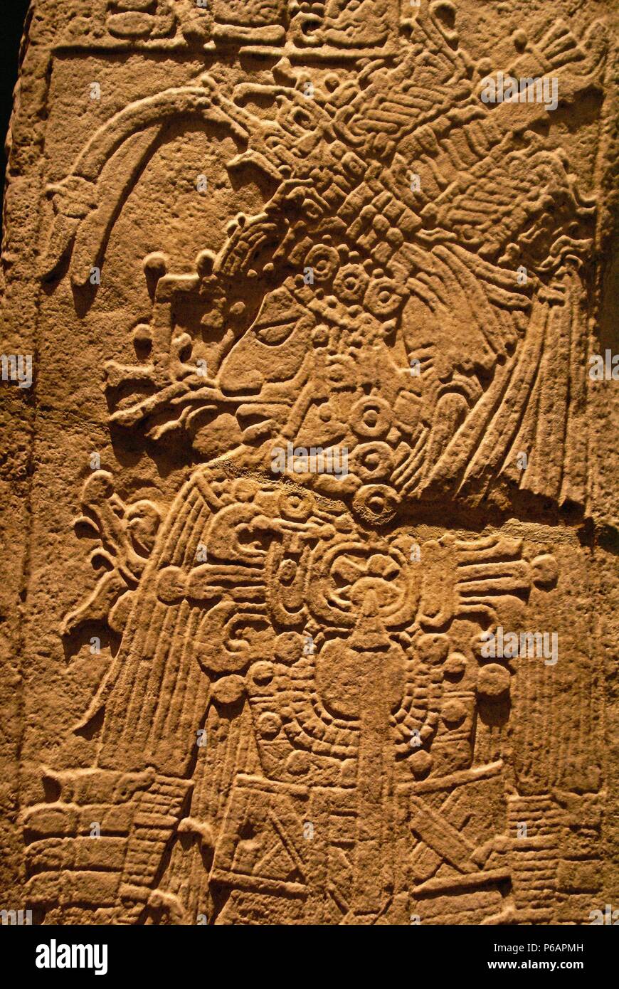 Estela 9 et 800 millions de Yaxchilán (d.c), procedente de Chiapas. Museo Nacional de Antropologia. Estado de Mexico D.F. Le Mexique. Banque D'Images