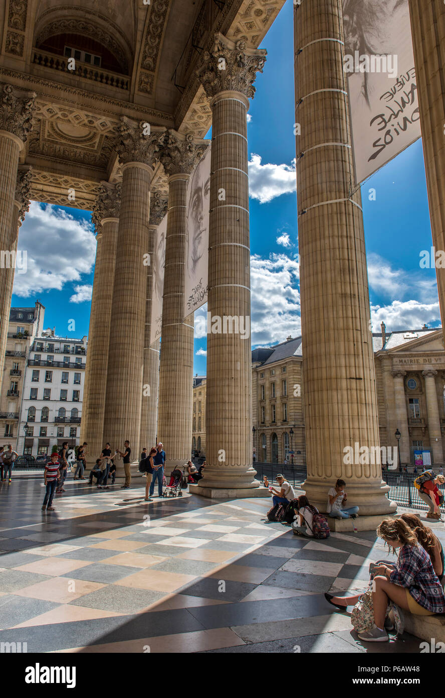 France, Paris 5ème arrondissement, l'entrée du Panthéon Banque D'Images