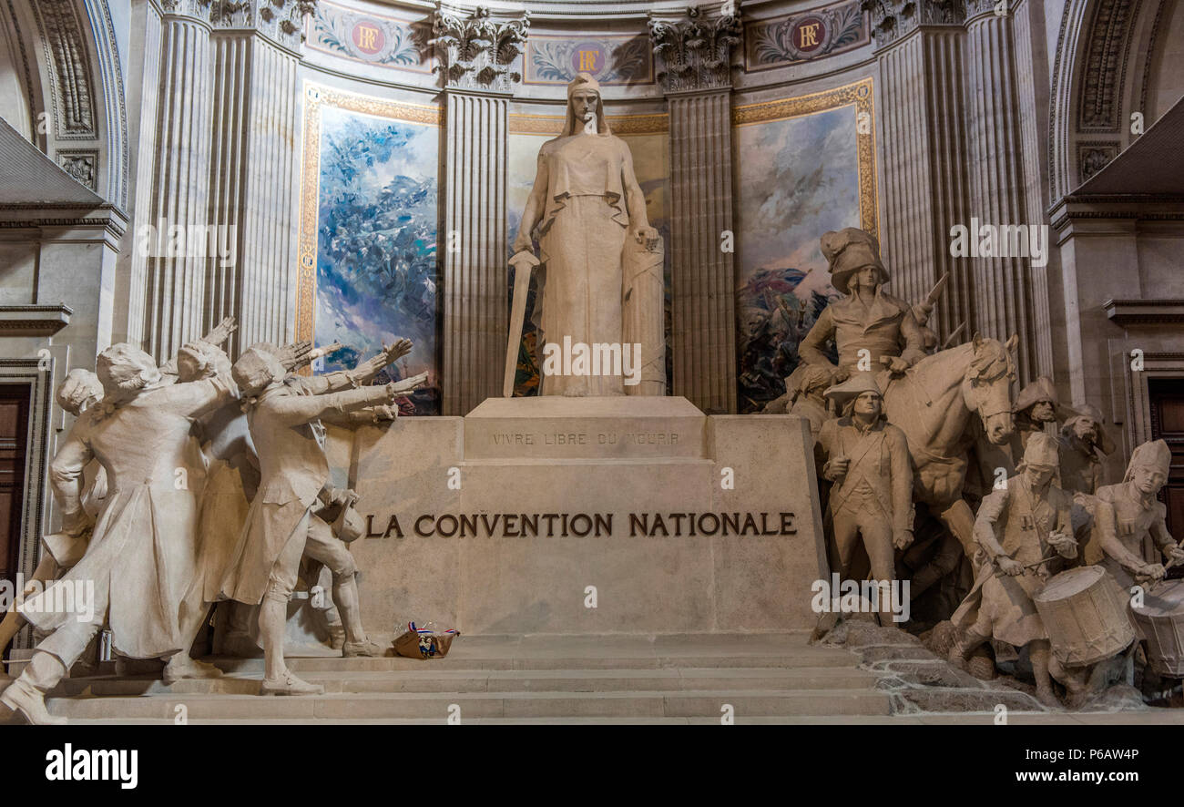 France, Paris 5ème arrondissement, le Panthéon, la sculpture de la Convention Nationale Banque D'Images