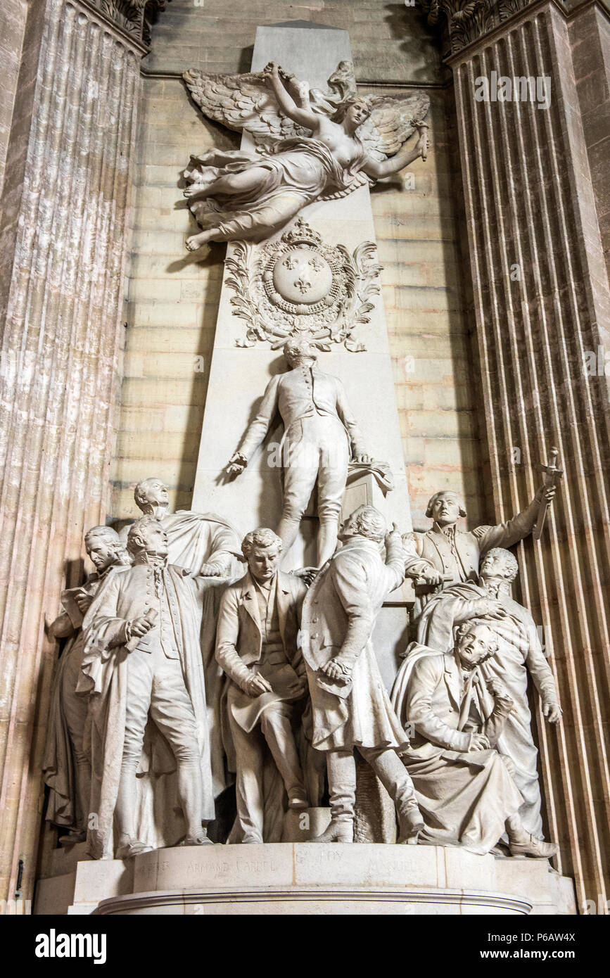 France, Paris 5ème arrondissement, Panthéon, groupe sculpté aux orateurs et publicistes de la restauration Banque D'Images