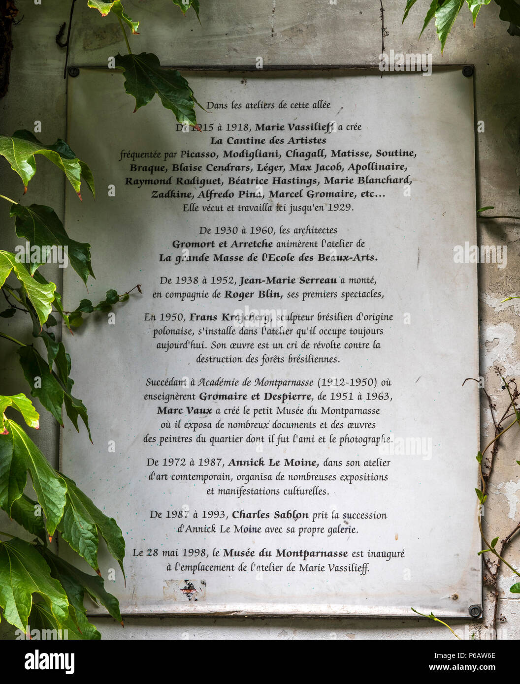 France, Paris 15ème arrondissement, quartier Montparnasse, connectez-vous sur l'histoire de la Villa Vassilieff Banque D'Images