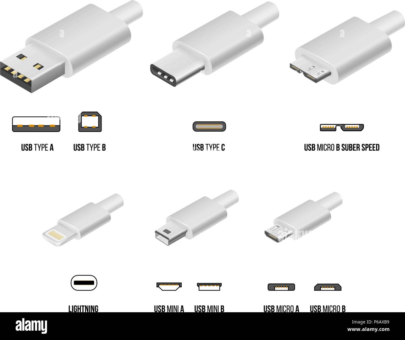 Tous les USB type Illustration de Vecteur