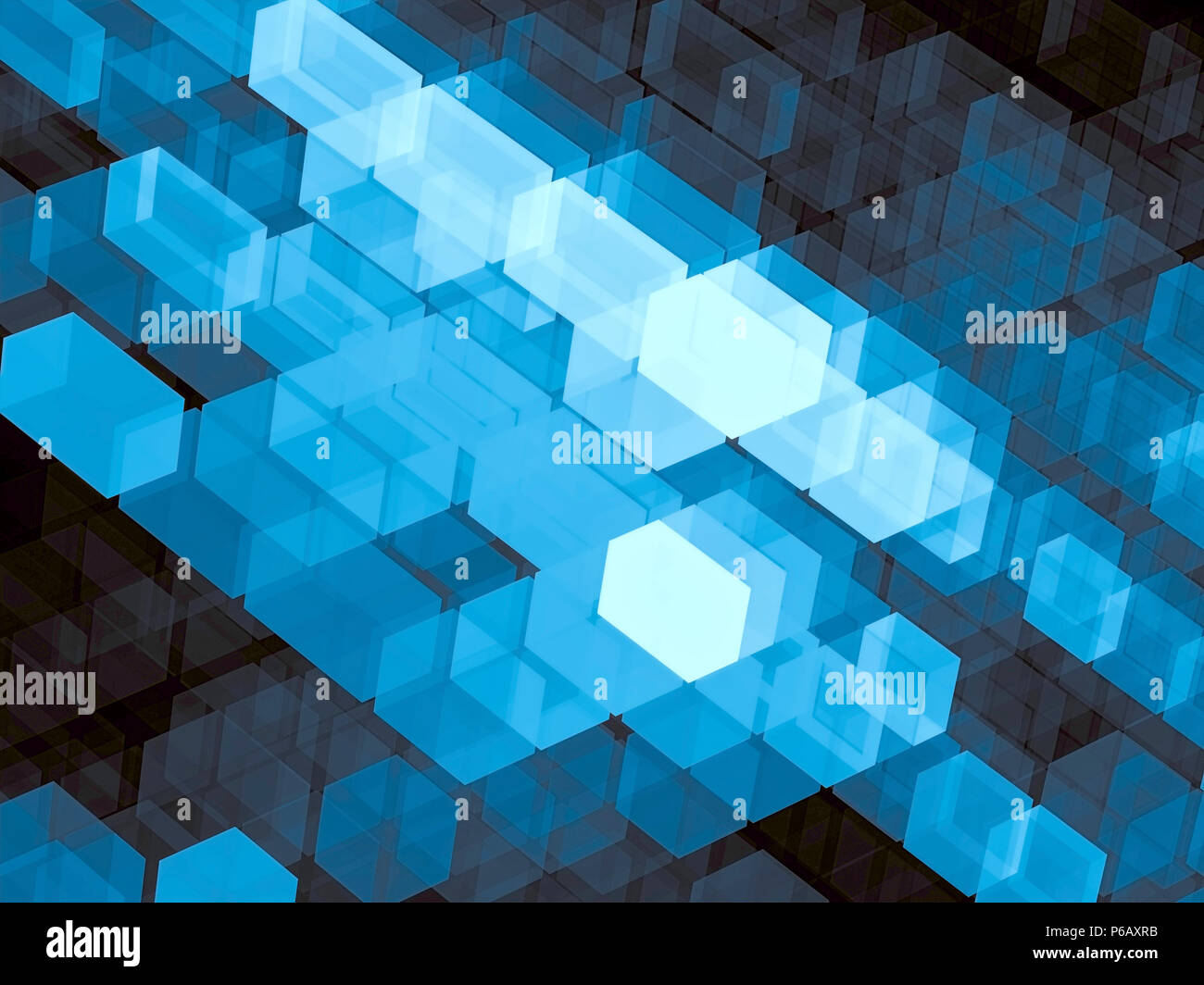 Cubes bleus - abstract image générée numériquement Banque D'Images