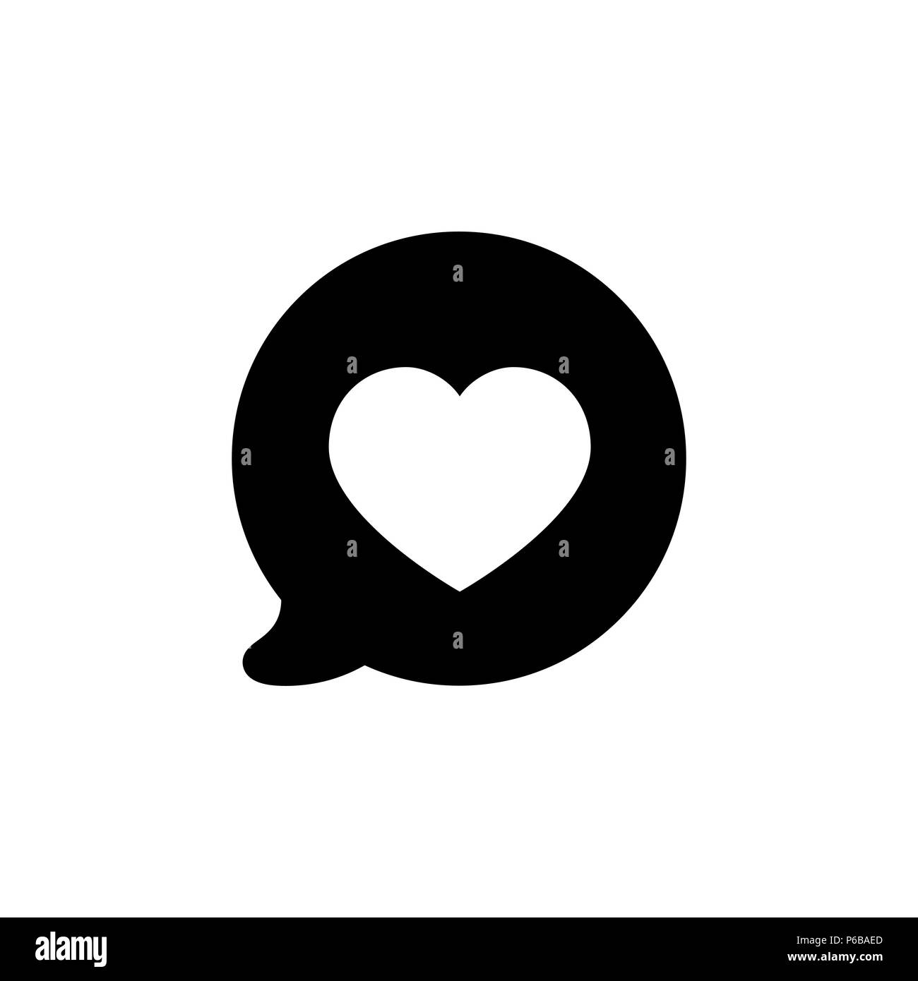 Coeur en bulle icône dans le noir. L'icône de message d'amour dans un style plat isolé sur fond blanc coeur simple dans la bulle résumé vecteur icône illustr Illustration de Vecteur