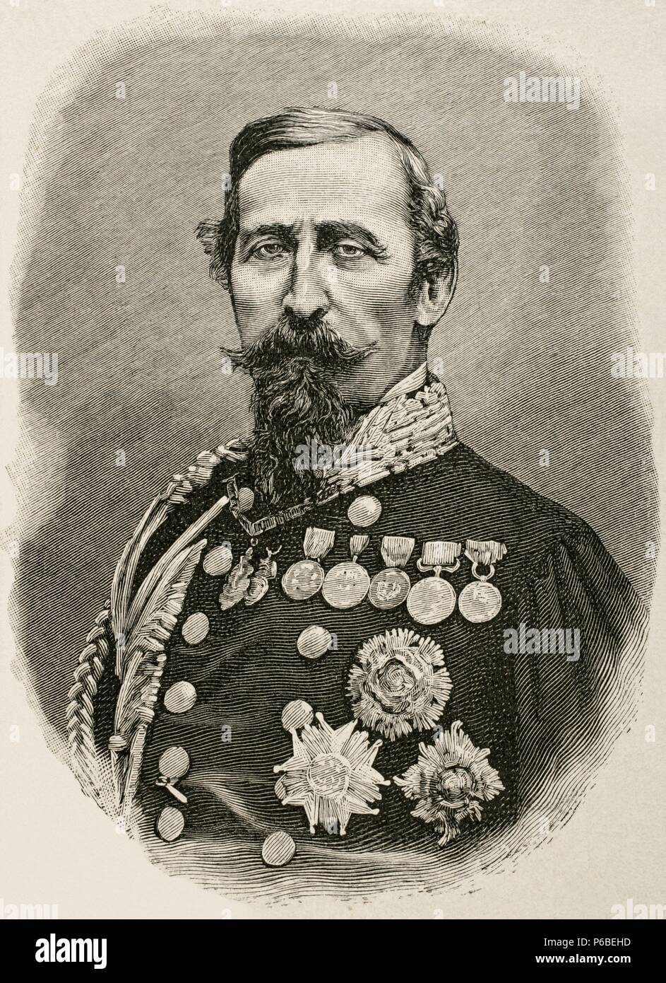 Alfonso La Marmora (1804-1878). Militaire et homme d'État italien. Premier Ministre de l'Italie. La gravure à l'histoire universelle, 1885. Banque D'Images