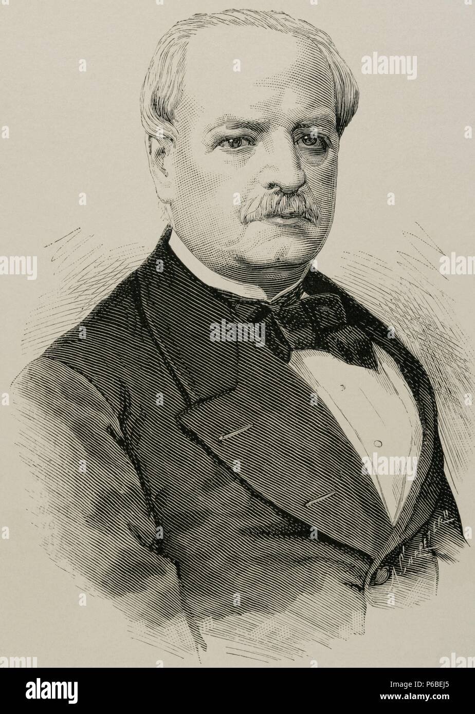 Luis La Puerta Mendoza (1811-1885). Le Président péruvien. Gravure de A. Carretero. L'illustration espagnole et américaine, 1879. Banque D'Images