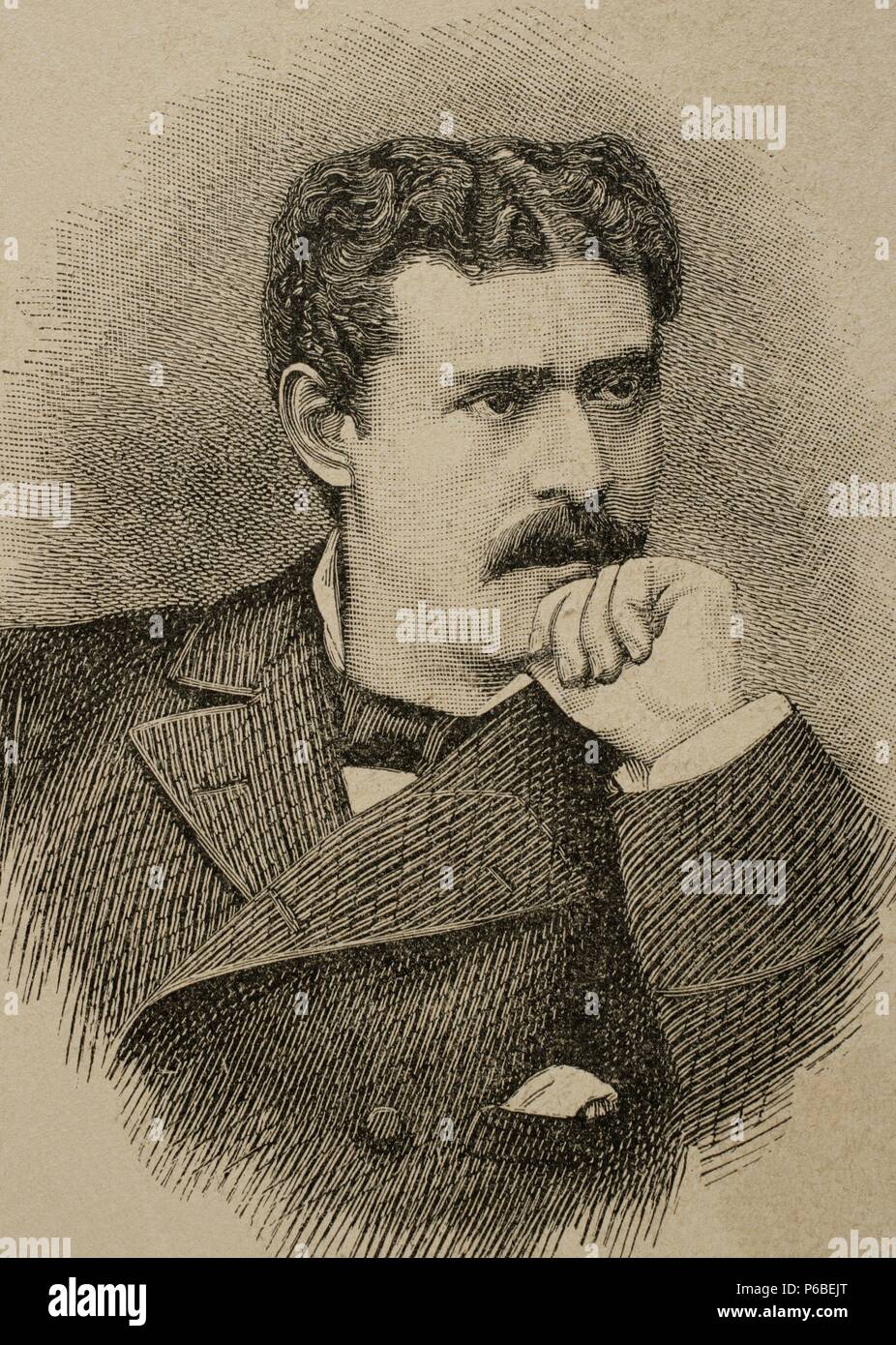 Spyridon Lambros (1851-1919). Historien et homme politique grec. Dans la Péninsule Ibérique gravure Illustration, 1888. Banque D'Images
