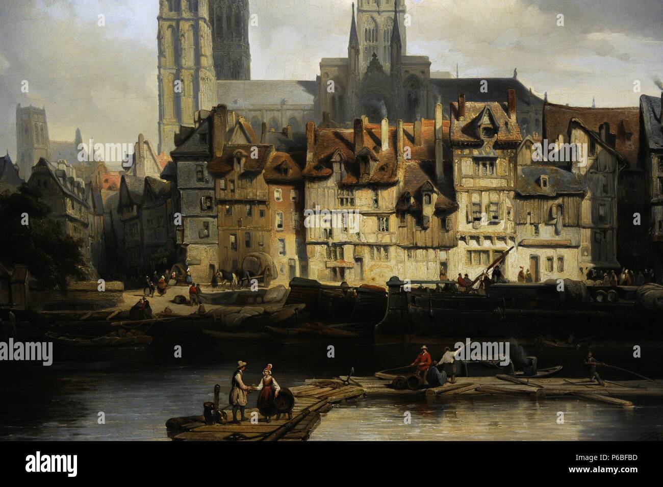 Johannes Bosboom (1817-1891). Peintre hollandais. Le quai de Paris à Rouen, 1839. Rijksmuseum. Amsterdam. La Hollande. Banque D'Images