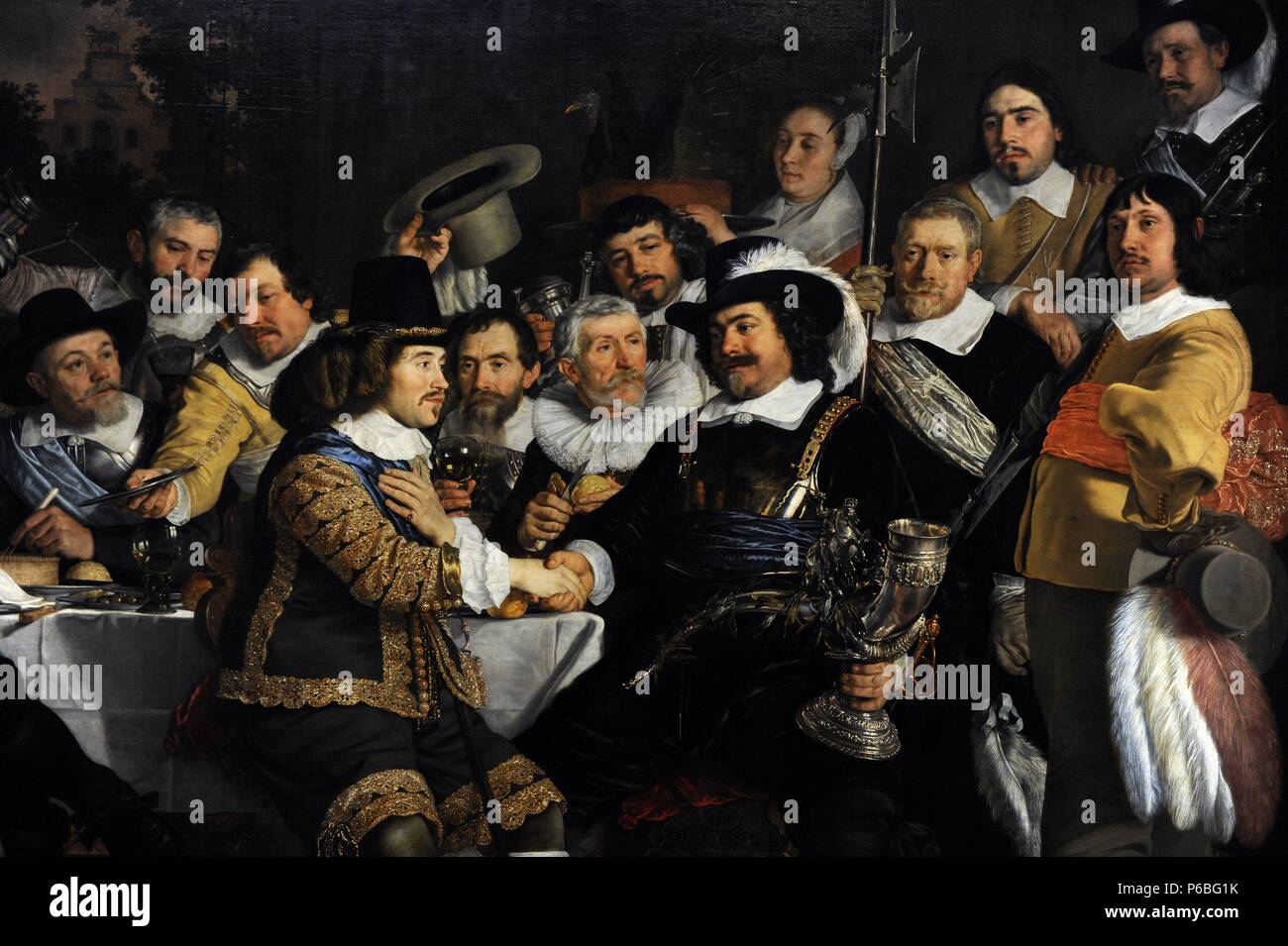 Bartholomeus van der Helst (1613-1670). Peintre hollandais. Banquet de la Garde civique d'Amsterdam à l'occasion de la paix de Munster, 1648. Rijskmuseum. Amsterdam. Aux Pays-Bas. Banque D'Images