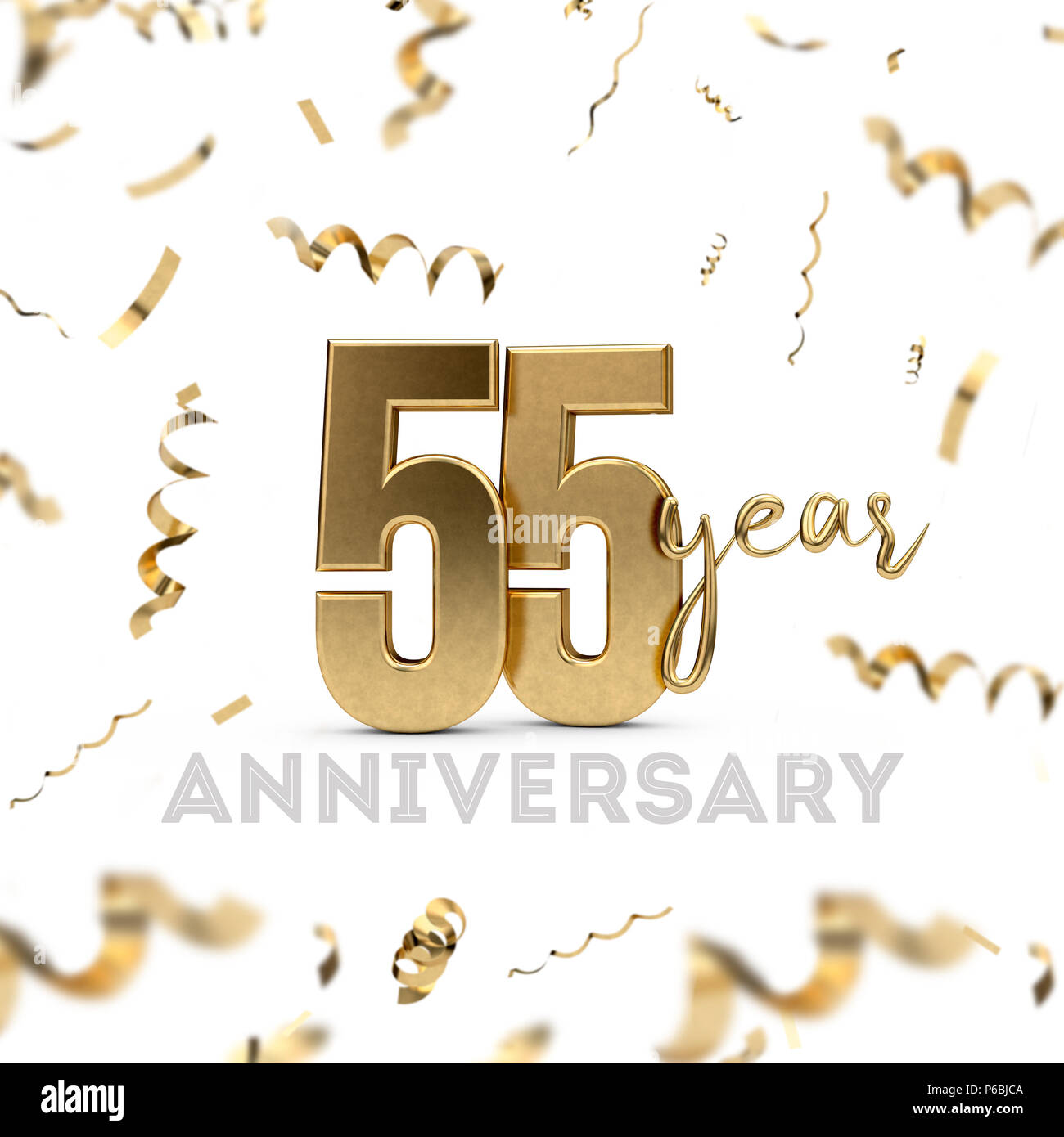 55 Ans Anniversaire Nombre D Or Avec Des Confettis D Or Photo Stock Alamy