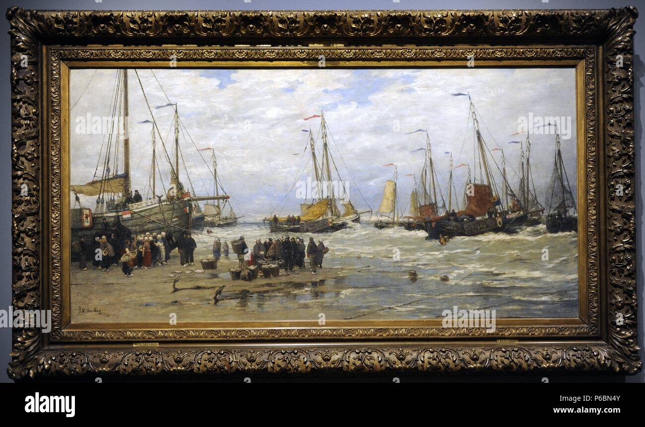 Hendrik Willem Mesdag (1831-1915). Peintre hollandais. Rose pêche dans les vagues déferlantes, ch. 1875-1885. Rijksmuseum. Amsterdam. La Hollande. Banque D'Images