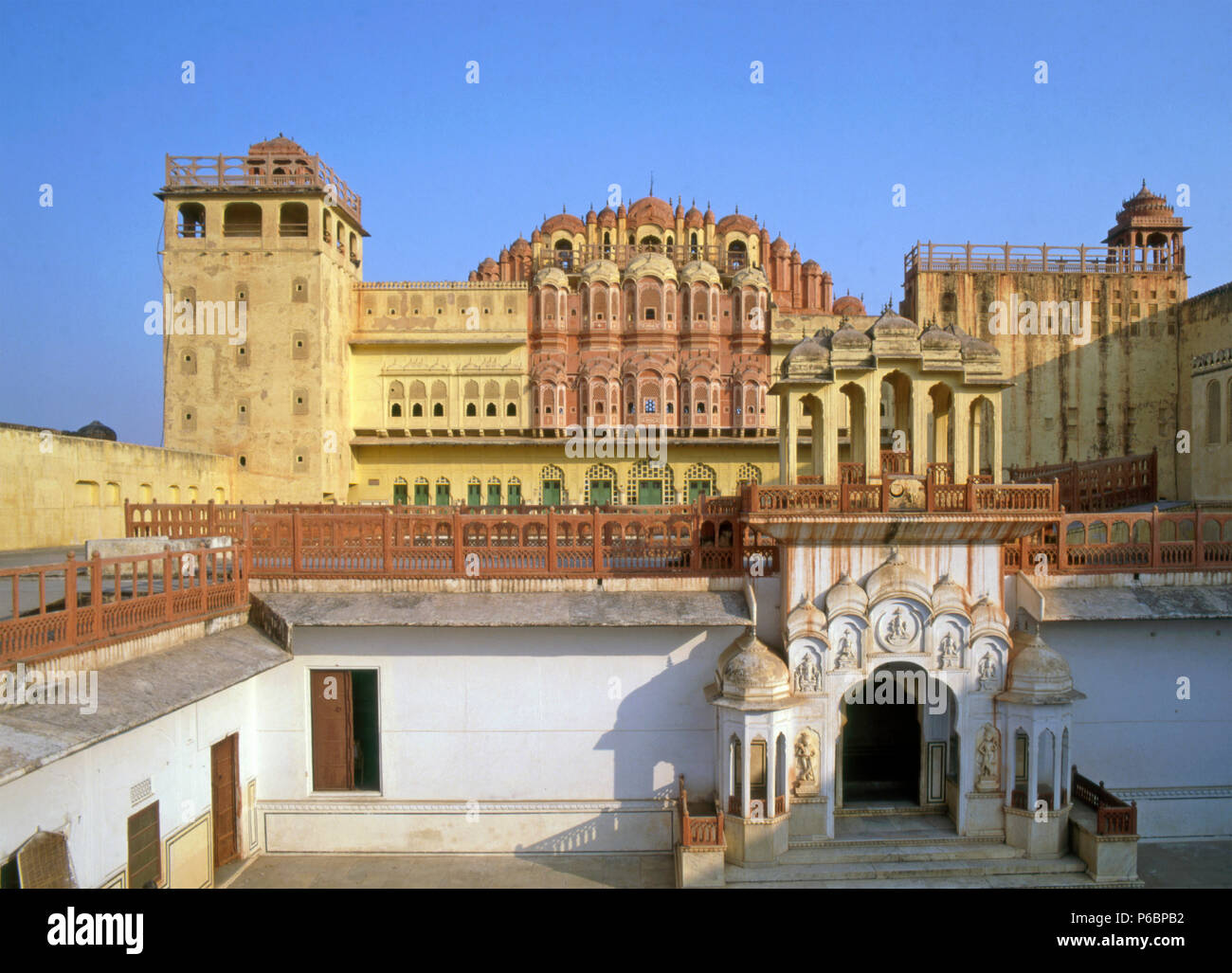 L'Inde, Rajasthan, Jaipur, Hawa Mahal, le palais des vents, Banque D'Images L'Inde, Rajasthan, Jaipur, Hawa Mahal, le palais des vents, Banque D'Images