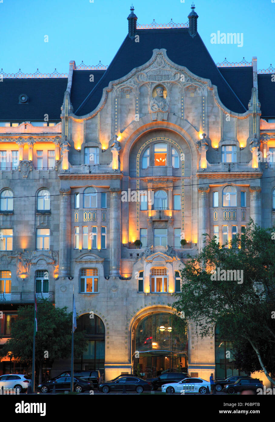 Hongrie, Budapest, Gresham Palace, l'hôtel Four Seasons, l'architecture Art Nouveau, Banque D'Images