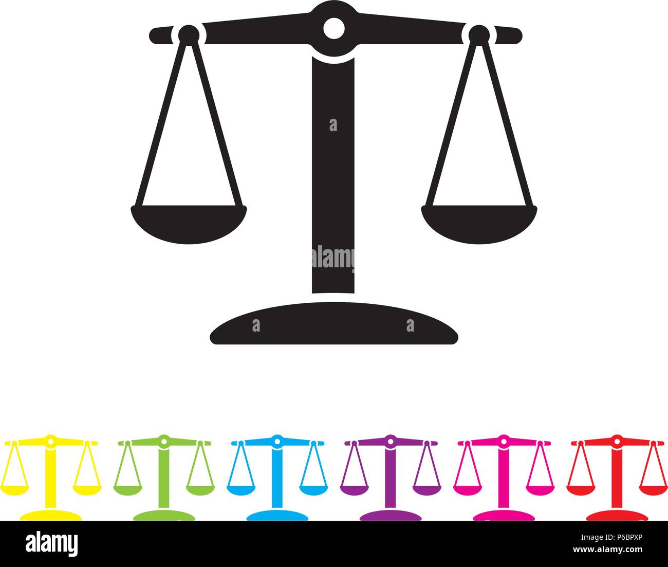 Échelles équilibrée vecteur icône glyphe. La loi et de la justice pénale symbole. Illustration de Vecteur