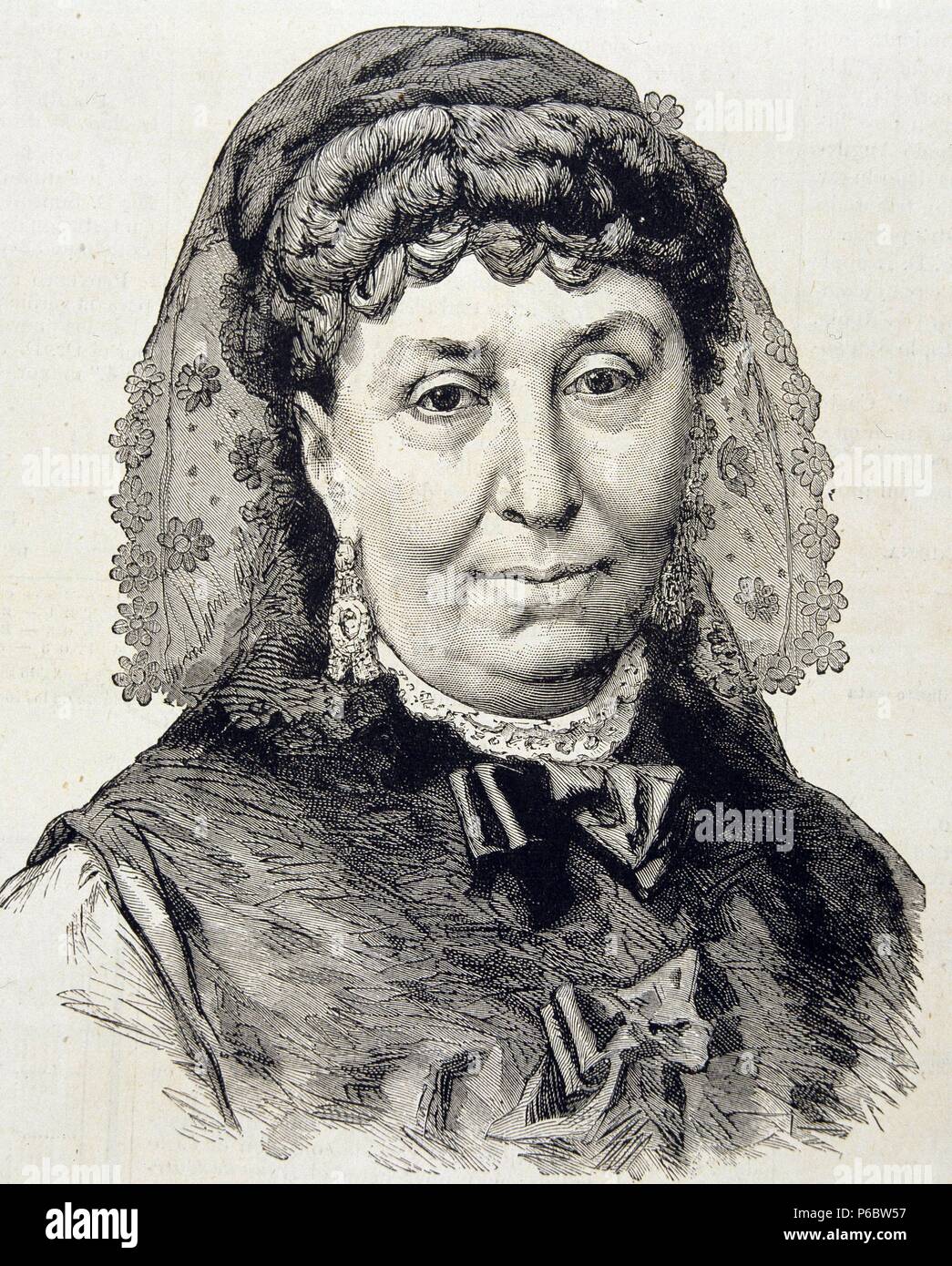 Sable , JORGE. Aurore Dupin. ESCRITORA FRANCESA. 1804 - 1876. Gravure RETRATO. ILUSTRACION ESPAÑOLA Y AMERICANA. Banque D'Images