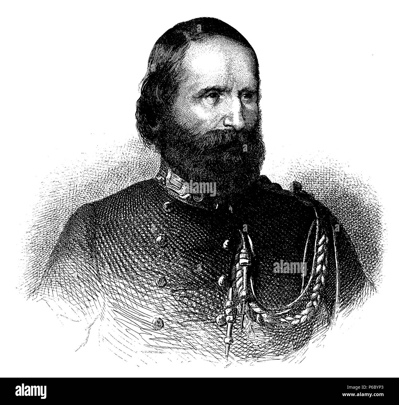 Giuseppe Garibaldi (1807 - 1882), Italien guérillero et protagoniste du Risorgimento. Dessiné et gravé par Metzmacher Verlag par Boussod, Valladon et Cie, Banque D'Images