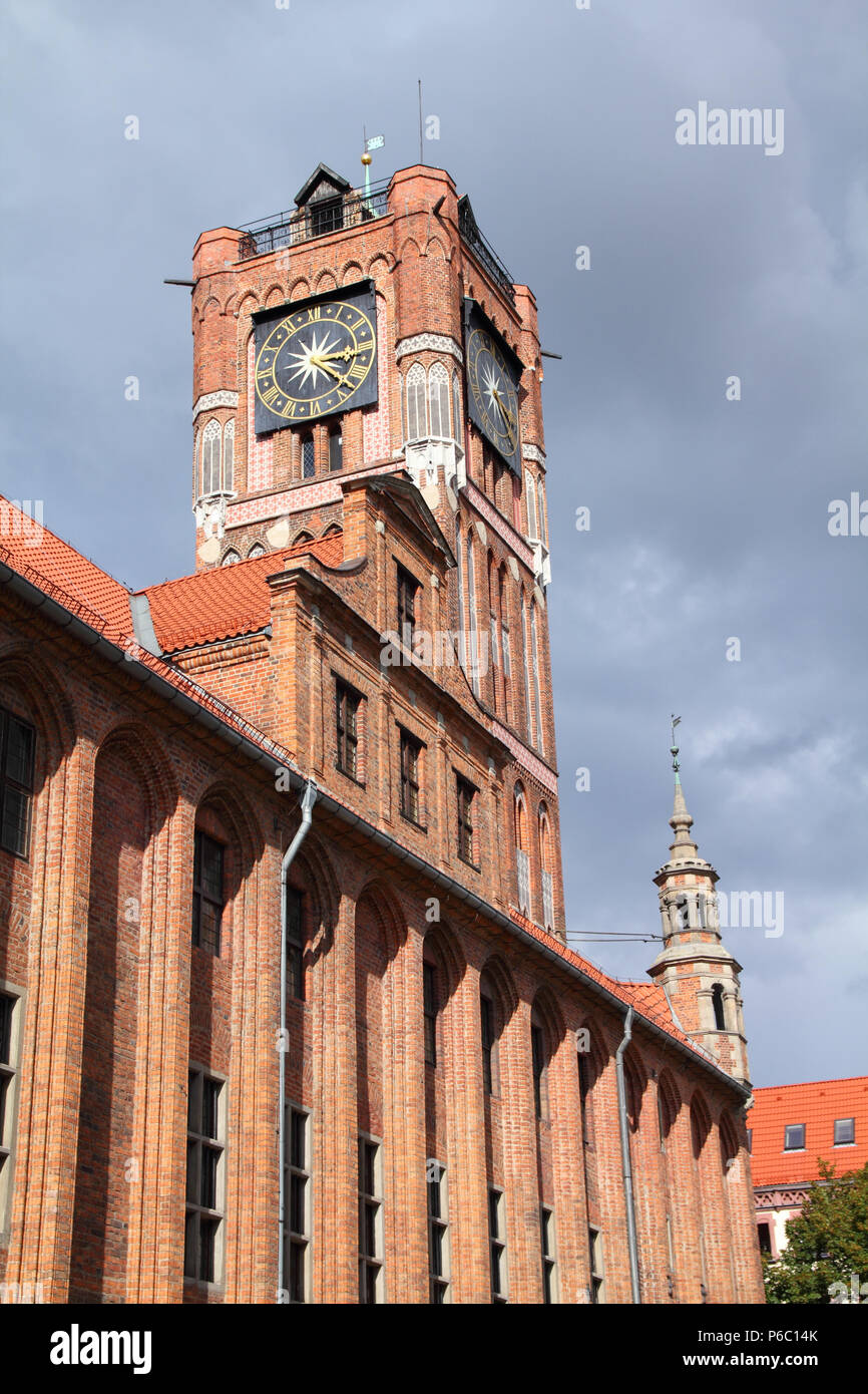 Pologne - Torun, ville divisée par la rivière Vistule entre occidentale et Kuyavia régions. Ancien hôtel de ville. La vieille ville médiévale est classée au Patrimoine Mondial de l'al. Banque D'Images