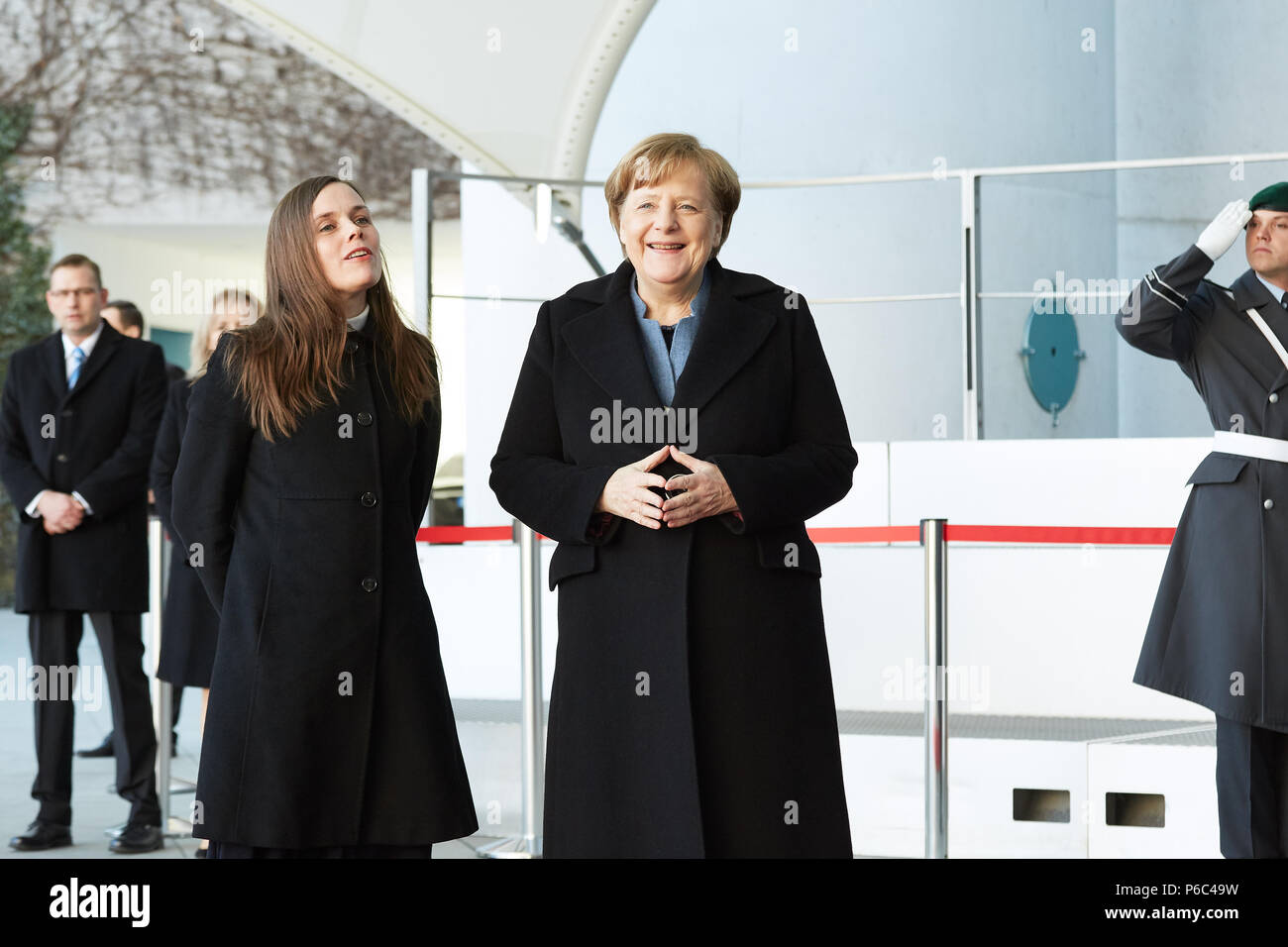 Berlin, Allemagne - La Chancelière allemande Angela Merkel accueille le Premier Ministre de la République d'Islande, Katrín Jakobsdottir. Banque D'Images