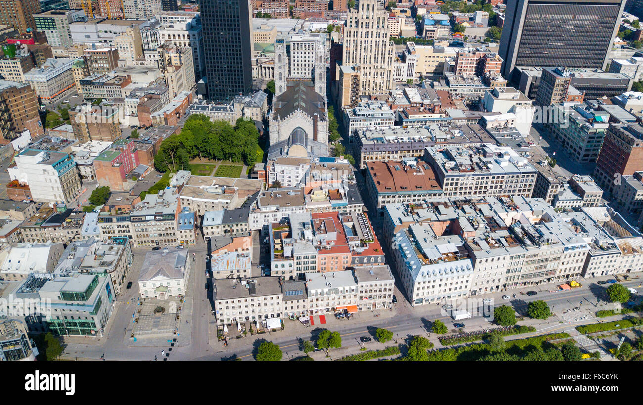 Vue aérienne de la vieille ville de Montréal ou de vieux-Montréal), Montréal, Canada Banque D'Images