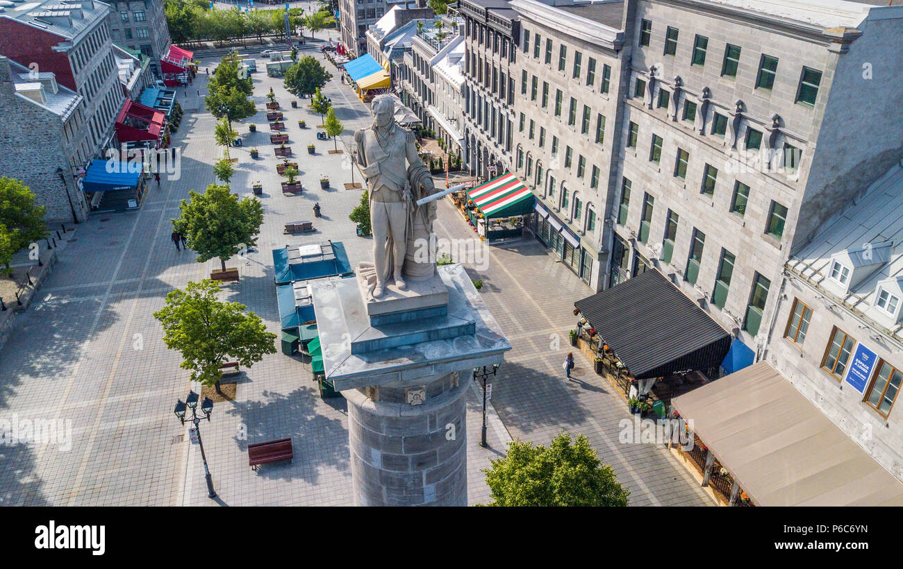 Statue de l'amiral Lord Horatio Nelson, vicomte Nelson, Place Jacques-Cartier, Vieux Montréal, Montréal, Canada Banque D'Images