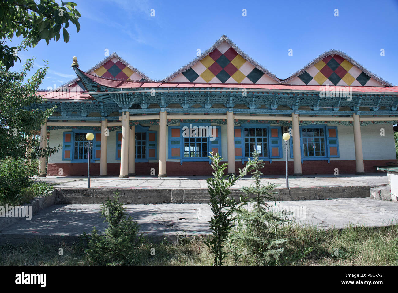 La mosquée Dungan, construites sans clous par les musulmans chinois, Karakol, Kirghizistan Banque D'Images