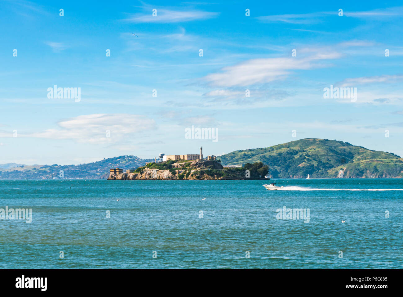 Alcatraz, San Francisco, USA.2016.04.20 : l'île d'Alcatraz sur journée ensoleillée en été. Banque D'Images