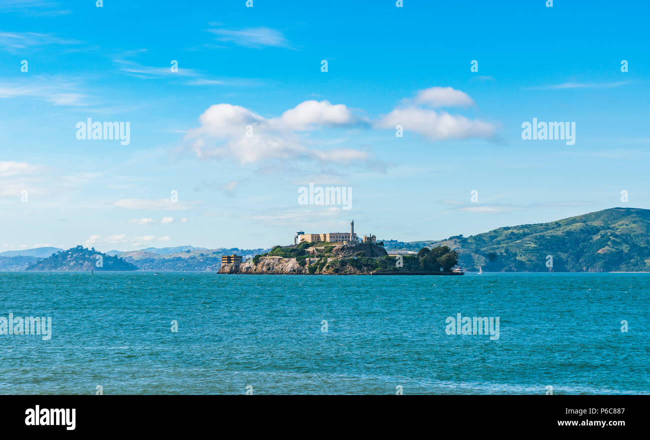 Alcatraz, San Francisco, USA.2016.04.20 : l'île d'Alcatraz sur journée ensoleillée en été. Banque D'Images