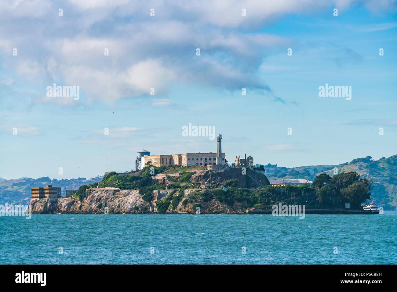 Alcatraz, San Francisco, USA.2016.04.20 : l'île d'Alcatraz sur journée ensoleillée en été. Banque D'Images