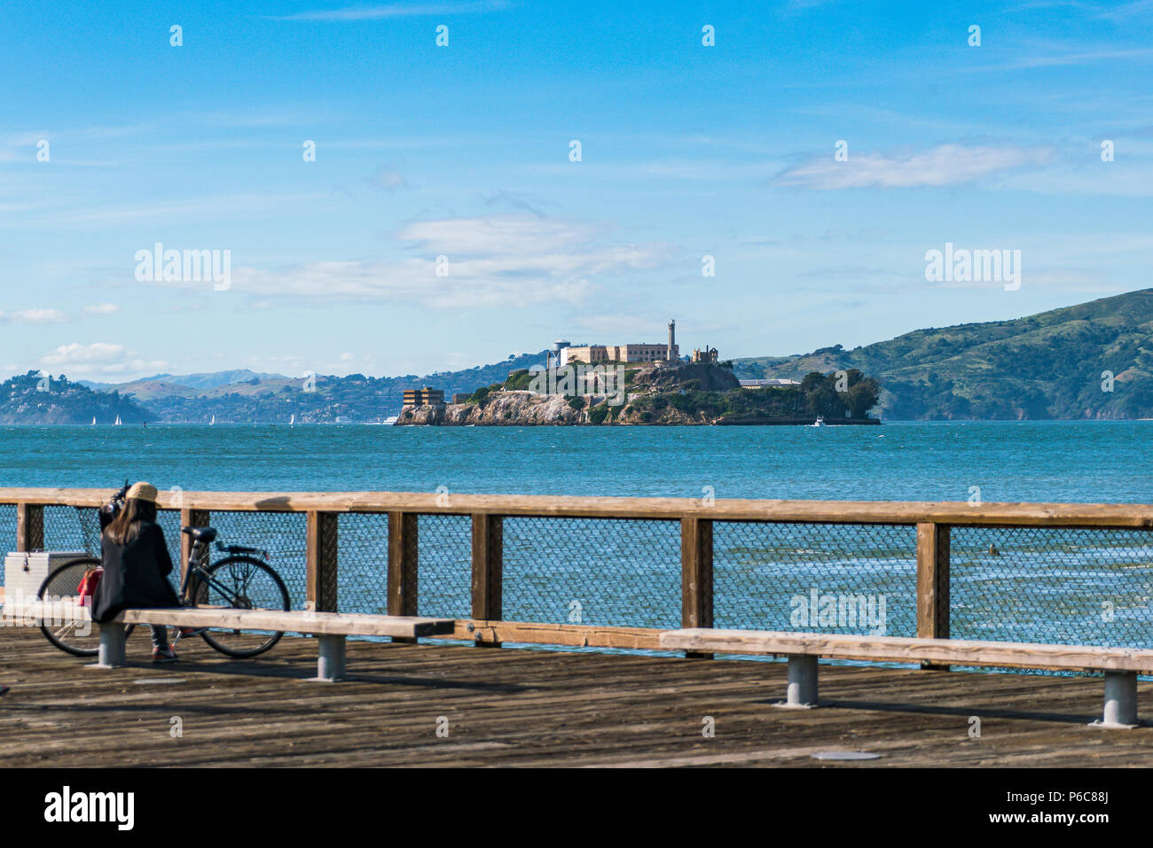 Alcatraz, San Francisco, USA.2016.04.20 : l'île d'Alcatraz sur journée ensoleillée en été. Banque D'Images