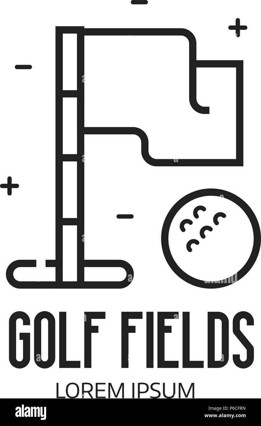 Terrain de golf avec logo Drapeau et Ball Illustration de Vecteur