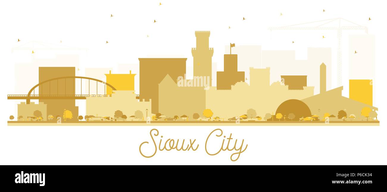 Sioux City skyline silhouette d'or. Vector illustration. Illustration de Vecteur