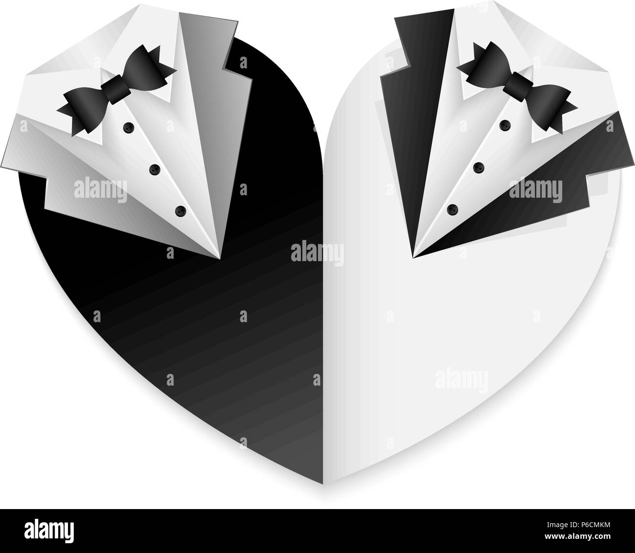 Couple Gay wedding card affiche - combinaison noir et blanc - forme de coeur Illustration de Vecteur