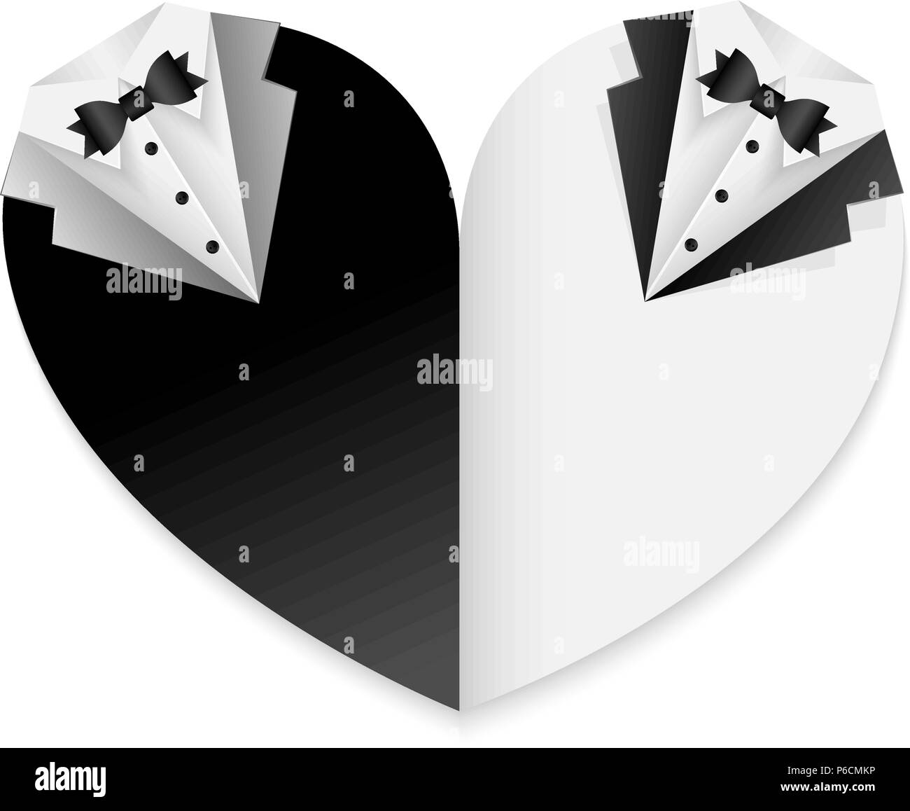 Coeur Mariage Décoration carte combinaison noir et blanc - couple gay Illustration de Vecteur