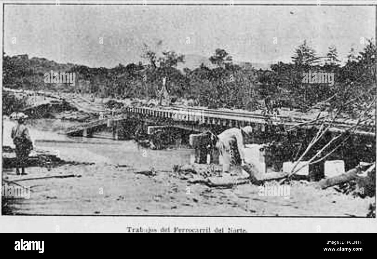 Español : Ferrocarril del Norte de Guatemala en construcción. Revista guatemalteca 'La Locomotora', 1906 . LaLocomotora 1906 59 15 Juil 1906 Ferrocarril de Norte un Banque D'Images