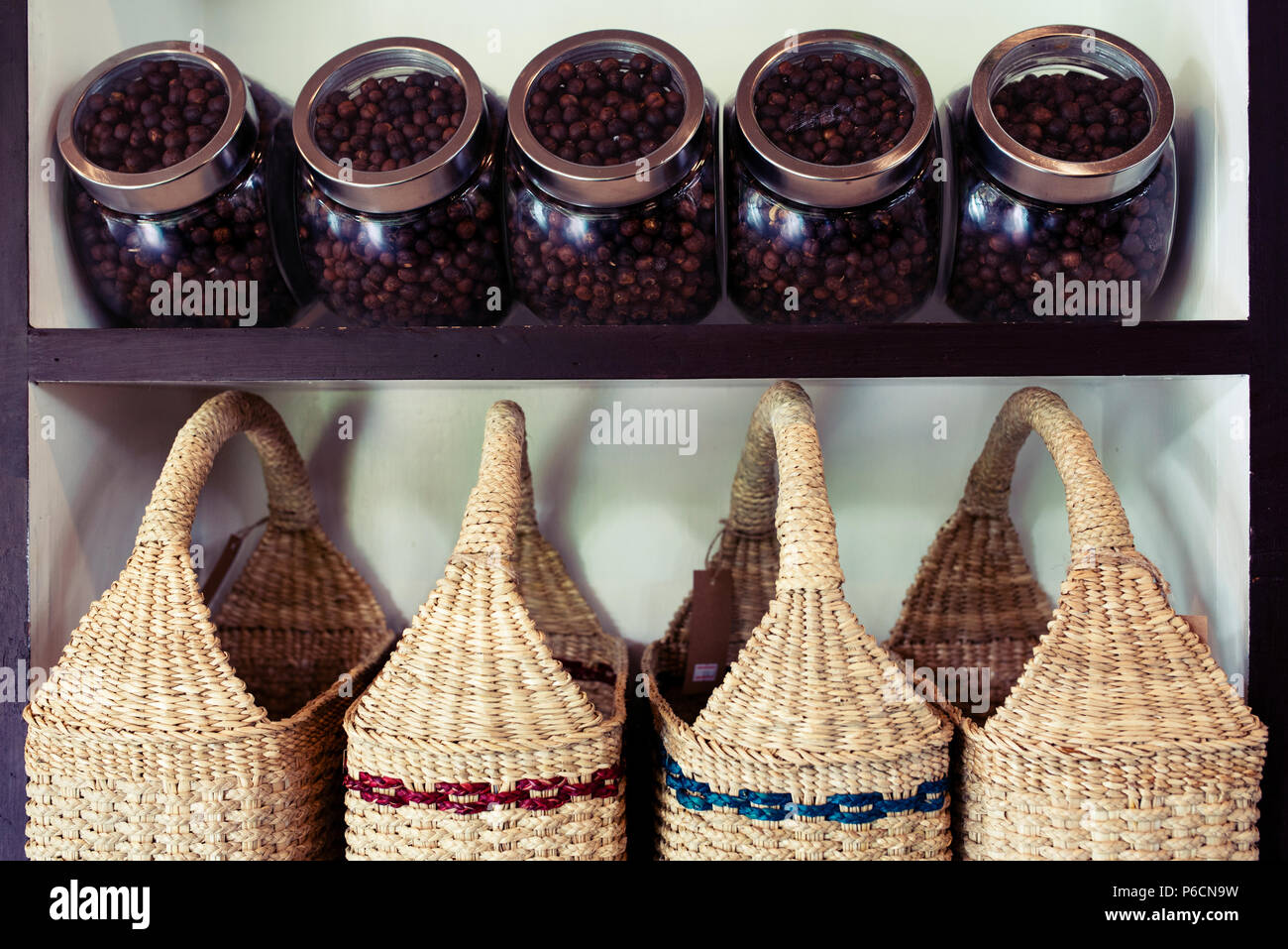 Panier et l'emballage café style vintage Banque D'Images