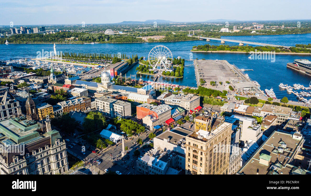 Vue aérienne de la vieille ville de Montréal ou de vieux-Montréal), Montréal, Canada Banque D'Images