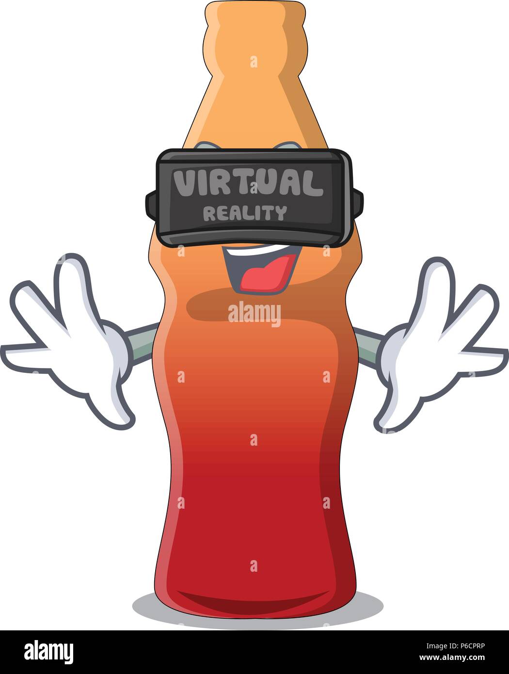 La réalité virtuelle bouteille cola jelly candy mascot cartoon Illustration de Vecteur