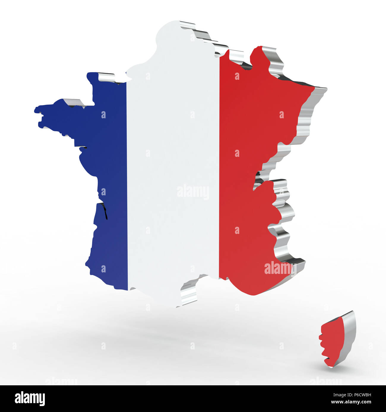 3D L'Europe carte de France isolé sur fond blanc Banque D'Images